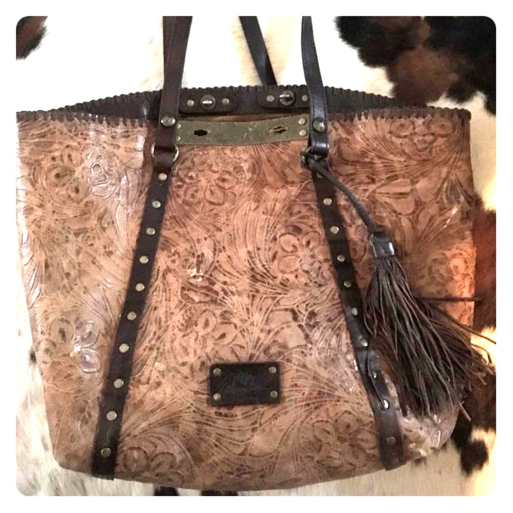 leather tooled handbag